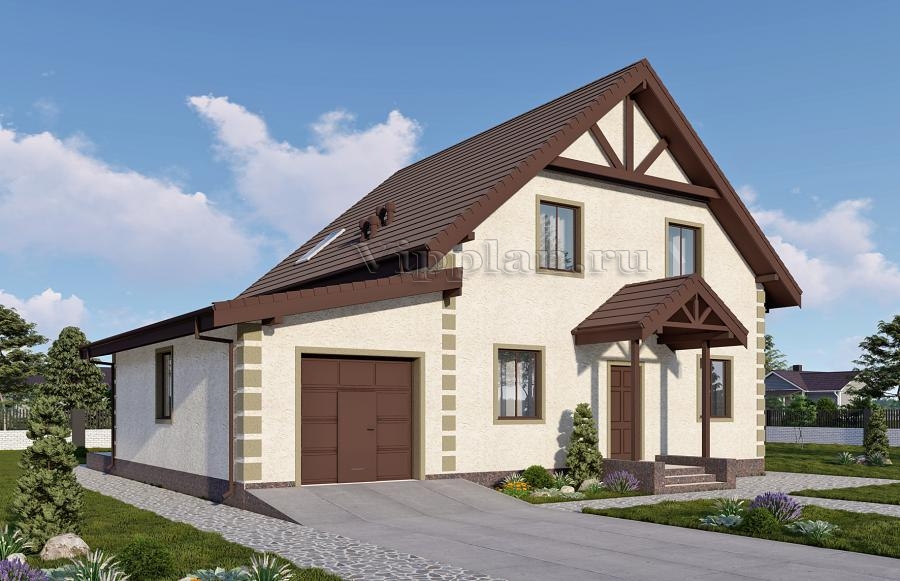 Одноэтажный дом с мансардой, гаражом и тремя спальнями